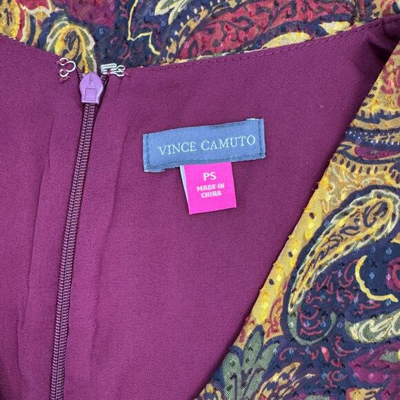 NWT Vince Camuto Paisley Print Asymmetric Hem Midi Dress PS Boho Fall Holiday - Picture 11 of 15